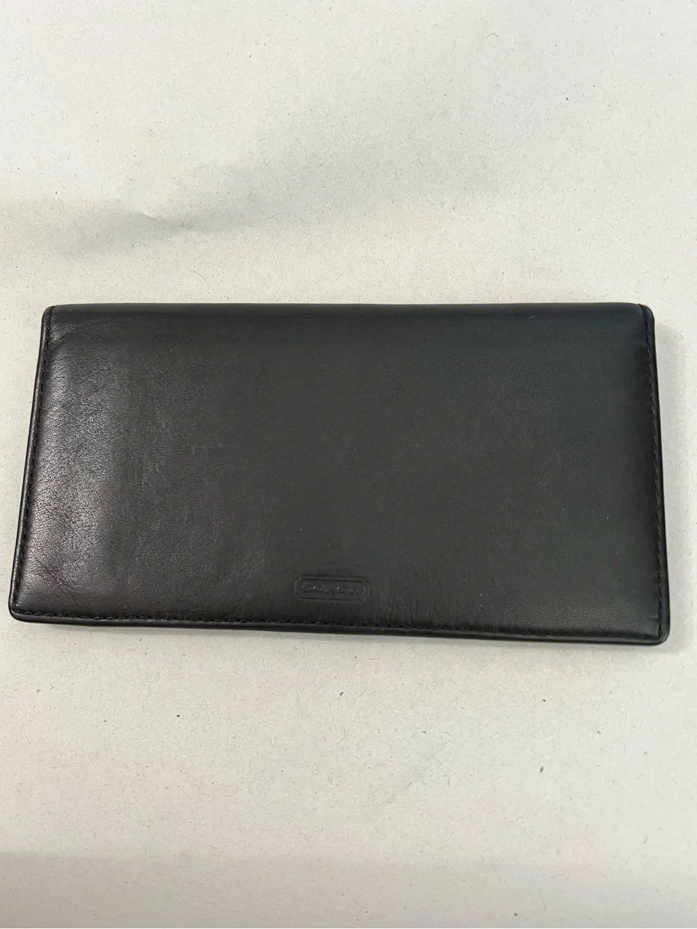 Coach Black Leather Checkbook Cover Holder With Pen Loop